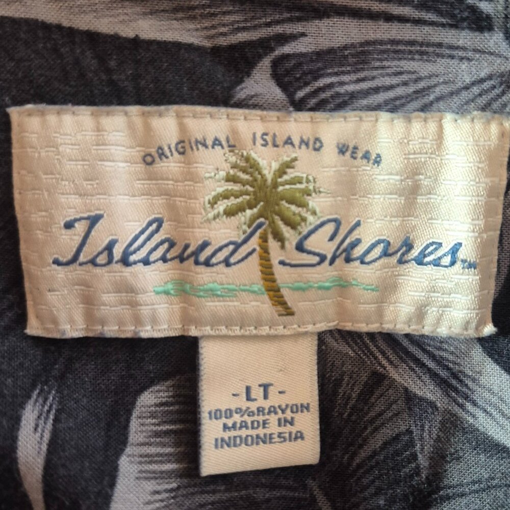 Island Shores Hawaiian Shirt Mens LT Blue Floral Tropical Short Sleeve - Picture 4 of 5